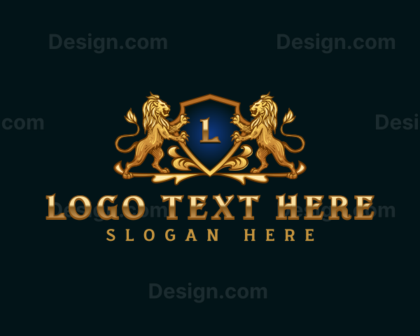 Luxury Lion Shield Crest Logo