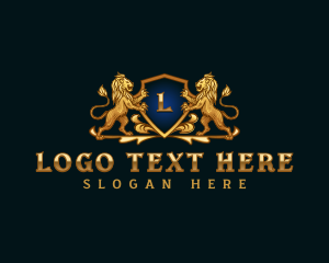 Luxury Lion Shield Crest logo