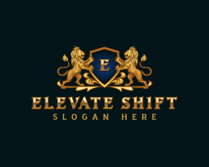 Luxury Lion Shield Crest logo design