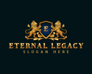 Luxury Lion Shield Crest logo design