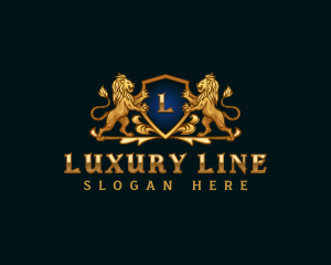 Luxury Lion Shield Crest logo design