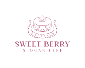 Strawberry Cake Dessert logo design