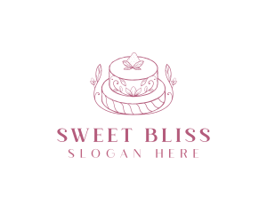 Strawberry Cake Dessert logo design