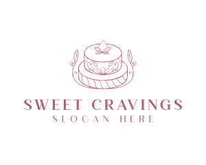 Strawberry Cake Dessert logo design