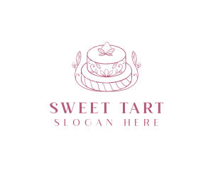 Strawberry Cake Dessert logo design