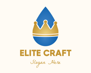 Water Droplet Crown logo design