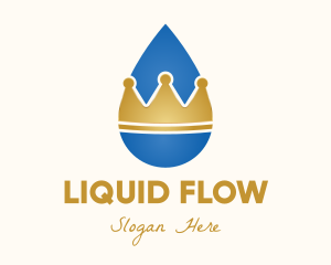 Water Droplet Crown logo design