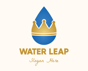 Water Droplet Crown logo design