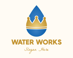 Water Droplet Crown logo design