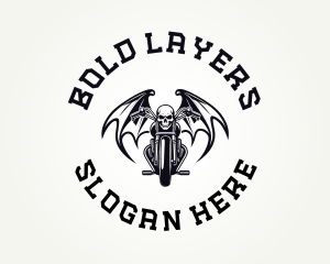 Skull Motorcycle Wings logo design