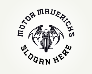 Skull Motorcycle Wings logo design