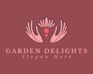 Pink Hand Flower logo design