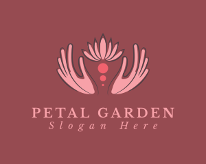 Pink Hand Flower logo design