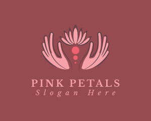 Pink Hand Flower logo design