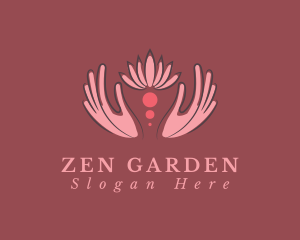 Pink Hand Flower logo design