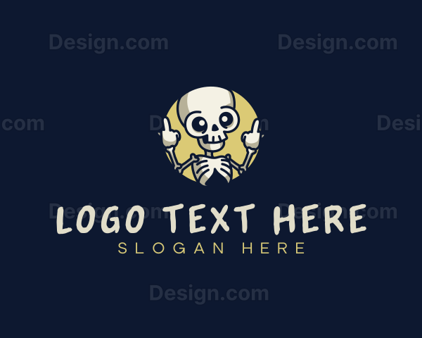 Skeleton Middle Finger Skull Logo