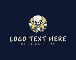 Skeleton Middle Finger Skull logo