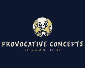 Skeleton Middle Finger Skull logo