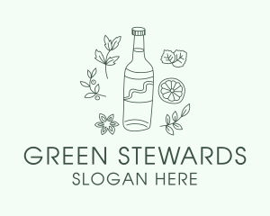 Green Kombucha Bottle  logo design