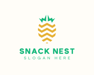 Pineapple Fruit Zigzag logo design