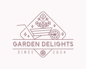 Floral Wheelbarrow Gardener logo design