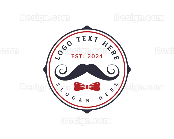 Gentleman Moustache Ribbon Logo