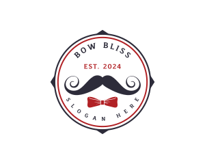 Gentleman Moustache Ribbon logo design