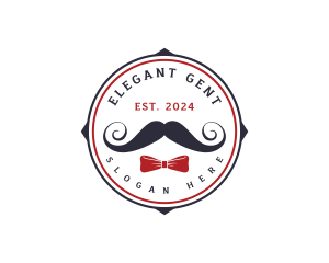 Gentleman Moustache Ribbon logo design