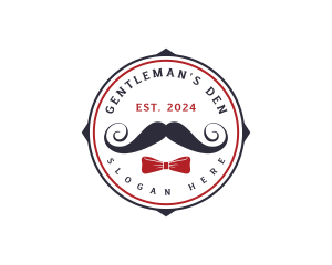 Gentleman Moustache Ribbon logo design