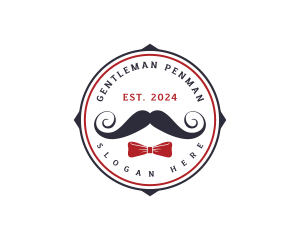 Gentleman Moustache Ribbon logo design