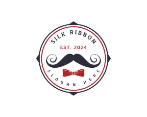 Gentleman Moustache Ribbon logo design