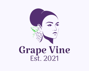 Purple Grape Lady logo design