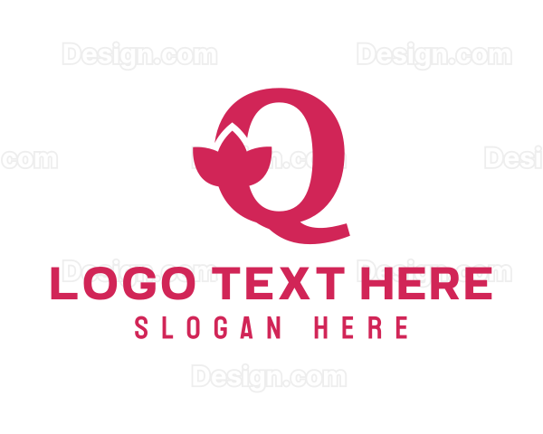 Pink Petal Letter Q Logo