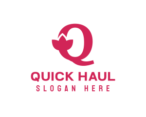 Pink Petal Letter Q logo design