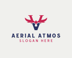 Aviation Eagle Letter V logo design