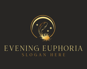 Evening Moon Feather logo design