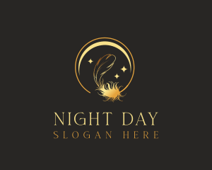 Evening Moon Feather logo design