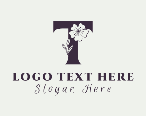 Floral Nature Letter T logo