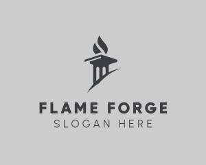 Flame Torch Pillar logo design