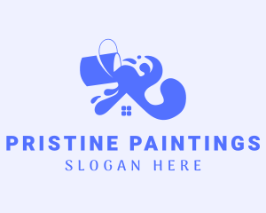 Paint Bucket House Painting logo design