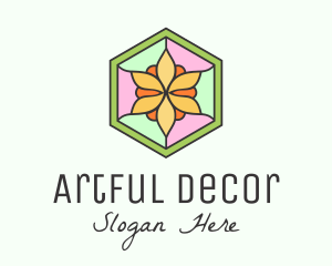 Flower Window Stained Glass logo design