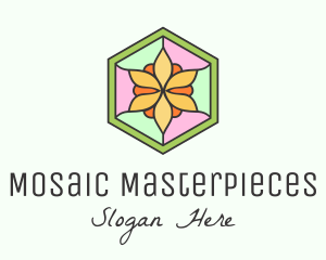 Flower Window Stained Glass logo design