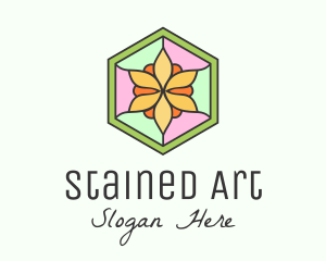 Flower Window Stained Glass logo design