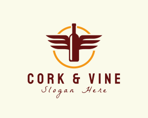 Wine Wings Badge logo design