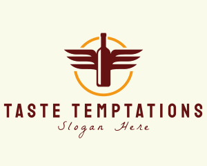 Wine Wings Badge logo design