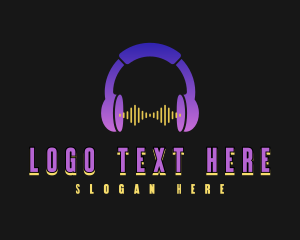 Music - Headphone Music Wave logo design