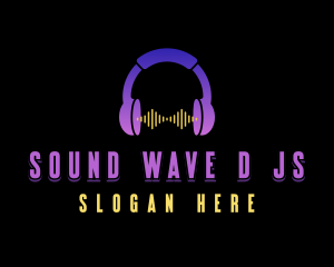 Headphone Music Wave logo design