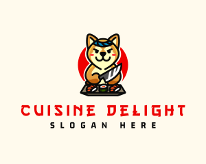 Cute Shiba Inu Sushi logo design