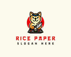 Cute Shiba Inu Sushi logo design