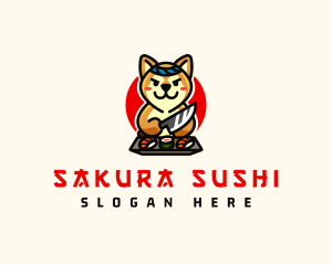 Cute Shiba Inu Sushi logo design